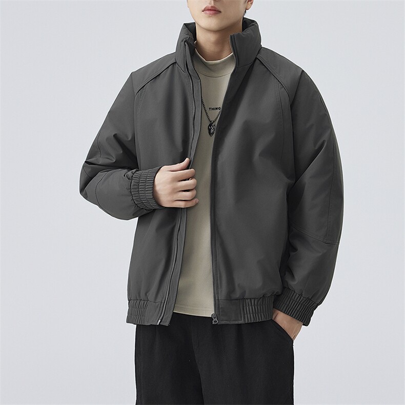 现货美式高街休闲夹克冬季三防立领纯色户外工装加厚棉服外套,男装夹克,电商A486