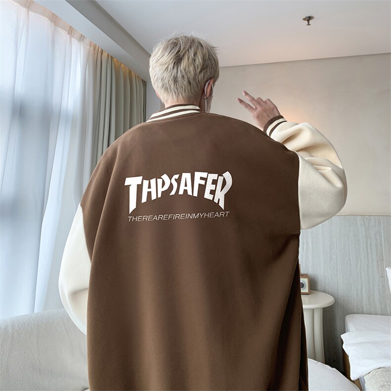 摇粒绒棒球服男大码开衫卫衣男夹克BF86007-P65,男装夹克,电商A040