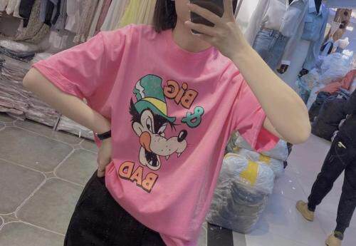 卡通图案短袖T，女装，九度良品