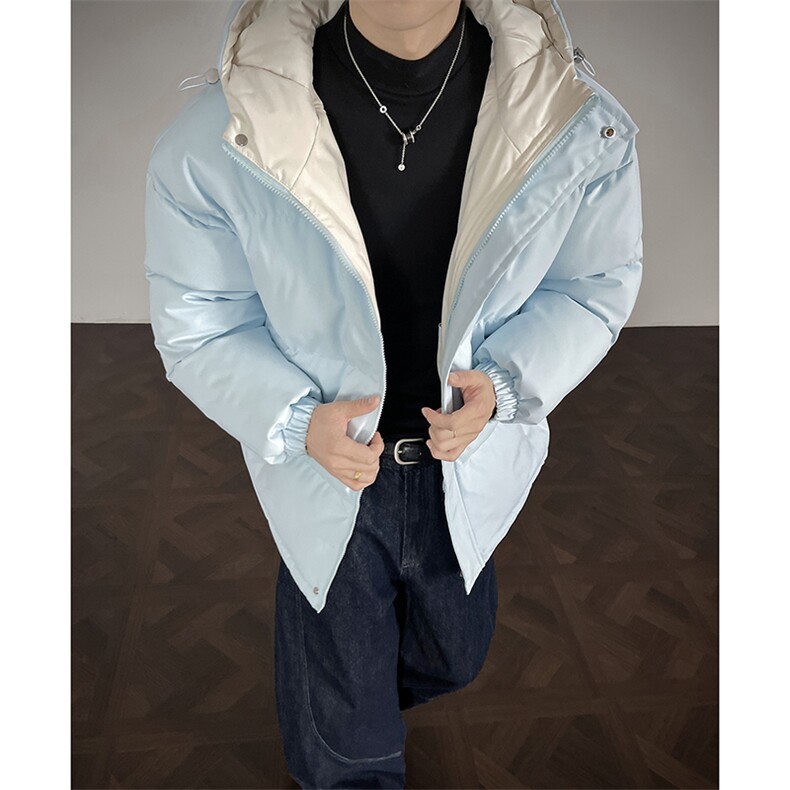 冬季clean撞色棉服中性加厚连帽短款棉衣HZ8811-特P68不议价,男装棉衣,星座610B-1