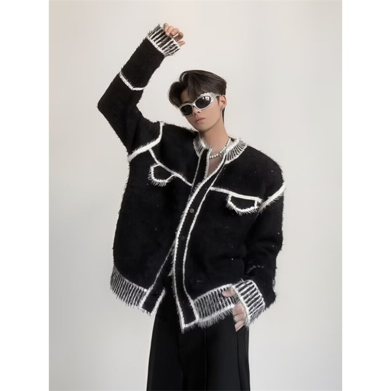 MM402-P59美式复古休闲慵懒风新款开衫针织毛衣外套,男装针织衫/毛衣,星座617A-2
