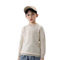 儿童秋冬季简约百搭蝴蝶花圆领羊毛衫男女同款，童装儿童羊毛衫，凯旺羊绒