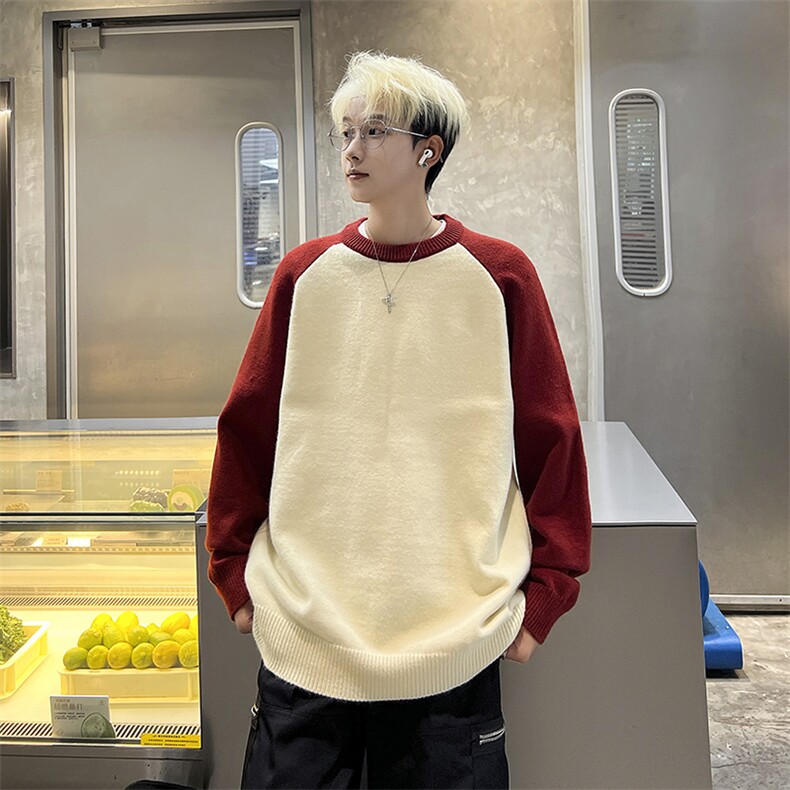 针织衫男女韩版潮流宽松百搭帅拼色2024冬季新款ins毛衣MZ559-P49,男装针织衫/毛衣,星座412-3