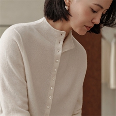 羊绒开衫女2026秋冬新款100羊绒外套半高领开衫简约保暖羊绒上衣，女装羊绒衫，绒知纯羊绒