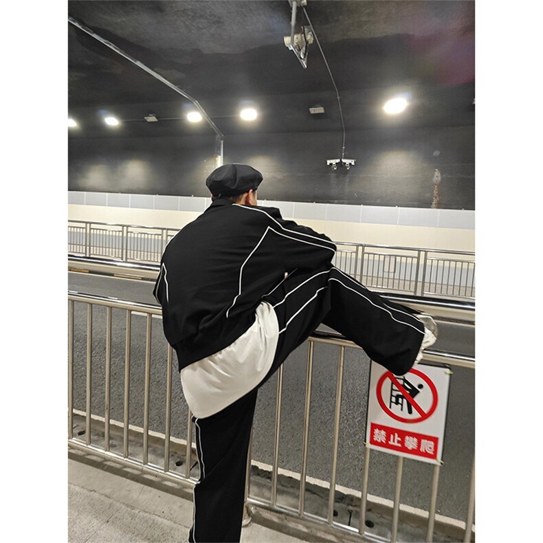 高级感休闲运动套装设计感夹克阔腿裤搭配两件套TZ2988特P73,男装夹克,星座908-1