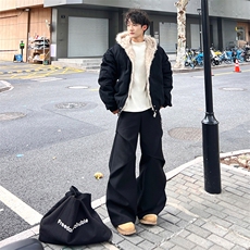 现货高品质美式高街冬季重磅硬挺短款座山雕毛领棉衣男女加厚外套，男装棉衣，电商A486-1