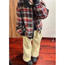休闲格子双面穿PU皮夹克男秋冬季高街宽松机车服外套JK8565，男装夹克，星座1116A（原606A-3）