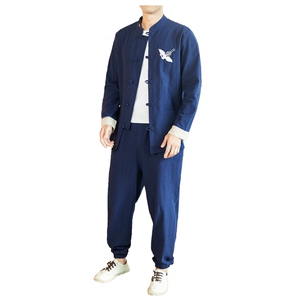 风唐装盘扣夹克男中式居士服宽松大码汉服套装男装 A818-P115图片
