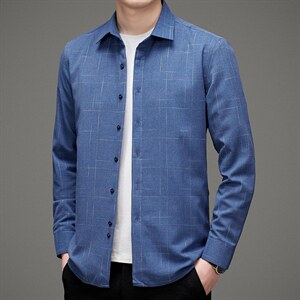 D2892男士2023年冬季长袖加羽绒衬衫商务休闲修身衬衣P132