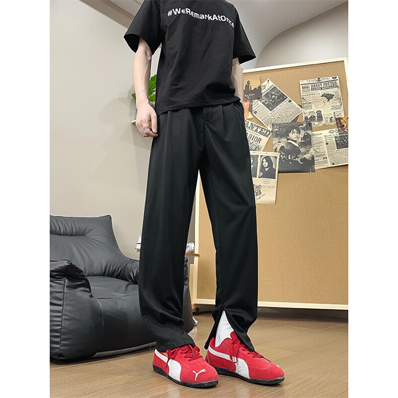 XK618-P40全橡筋腰前拉链小脚口西裤垂感免烫滑料宽松长裤,男装西裤,电商A178