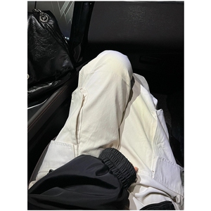 工装裤子男设计感直筒拉链长裤大口袋宽松复古阔腿裤 KC29图片