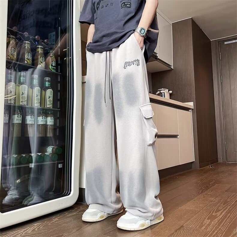 潮牌复古日系工装裤子男春秋季潮流美式宽松直筒阔腿休闲长裤CK34，男装西裤，星座1013