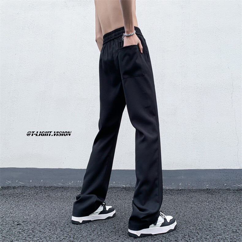 B221美式ins高街纯色情侣款休闲微喇冰丝西裤LK23083-P55控78,男装休闲裤,电商B221