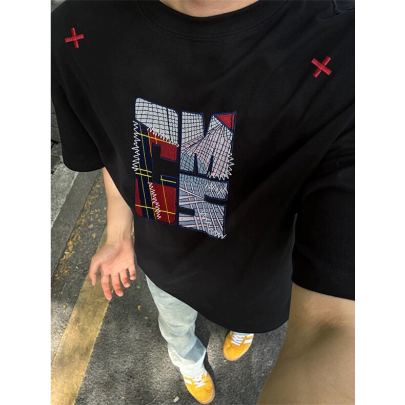 网图有货原创美式刺绣短袖T恤男女潮牌新款宽松情侣上衣A353-P35，男装T恤，星座1505