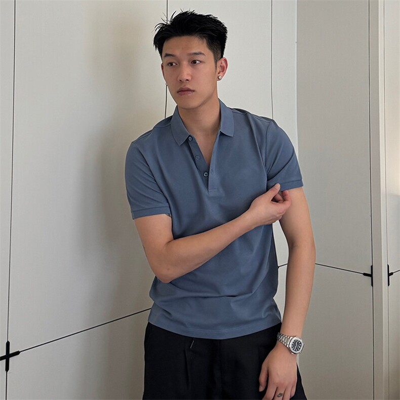 7A抑菌220克丝光珠地高品质常年主推短袖T恤翻领Polo衫T0257,男装Polo衫,电商D342