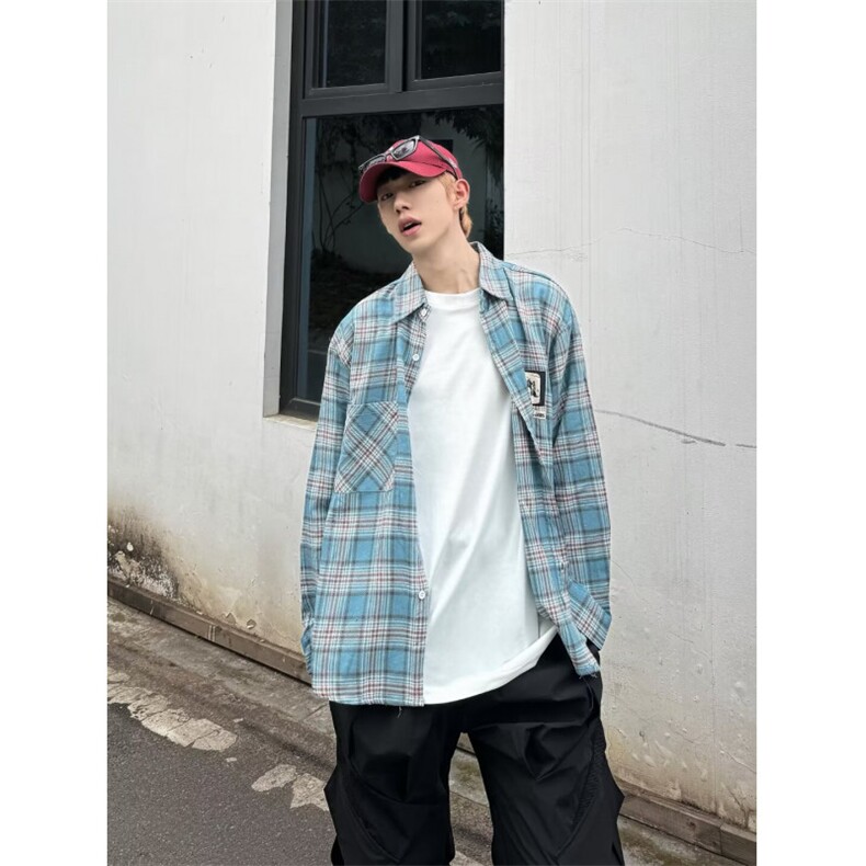 男士格子衬衫秋季长袖QCS07P42,男装衬衫,星座1116-2