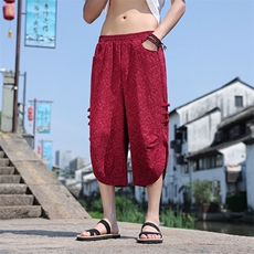 新中式提花盘扣宽松休闲七分裤802-P55，男装牛仔裤，星座816A（原B366）