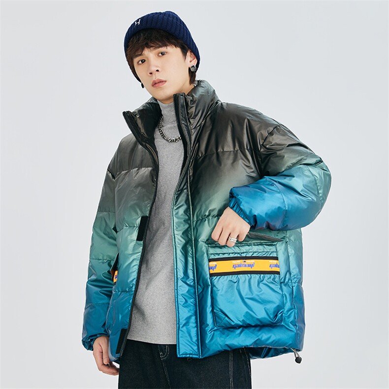 冬季立领亮面渐变加厚保暖外套潮牌宽松羽绒服A305-3758-P200,男装羽绒服,电商B306