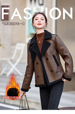 2025年冬季新款现货时尚潮流加绒保暖皮毛一体，女装皮衣，臻衣坊