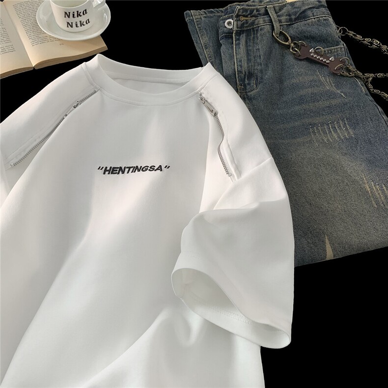 夏季新款刺绣曼巴棉美式百搭宽松短袖T恤男B386-DB88-批35-控68，男装T恤，电商B386