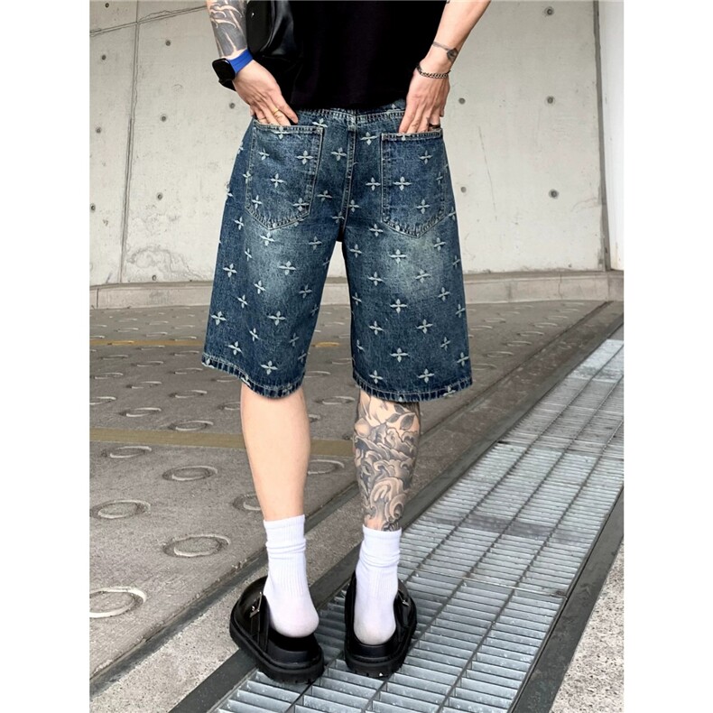 2025年男夏季直筒型蓝色短裤时尚百搭DA07-P42,男装牛仔裤,星座208-5