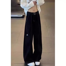 美式复古cleanfit弯刀牛仔裤男女新款宽松高街直筒阔腿镰刀裤子潮，男装牛仔裤，星座302B-2