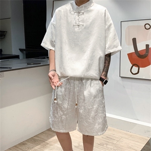 量大优 供视频 新风 蝴蝶提花冰丝短袖短裤套装男 TZ2405-特P60图片
