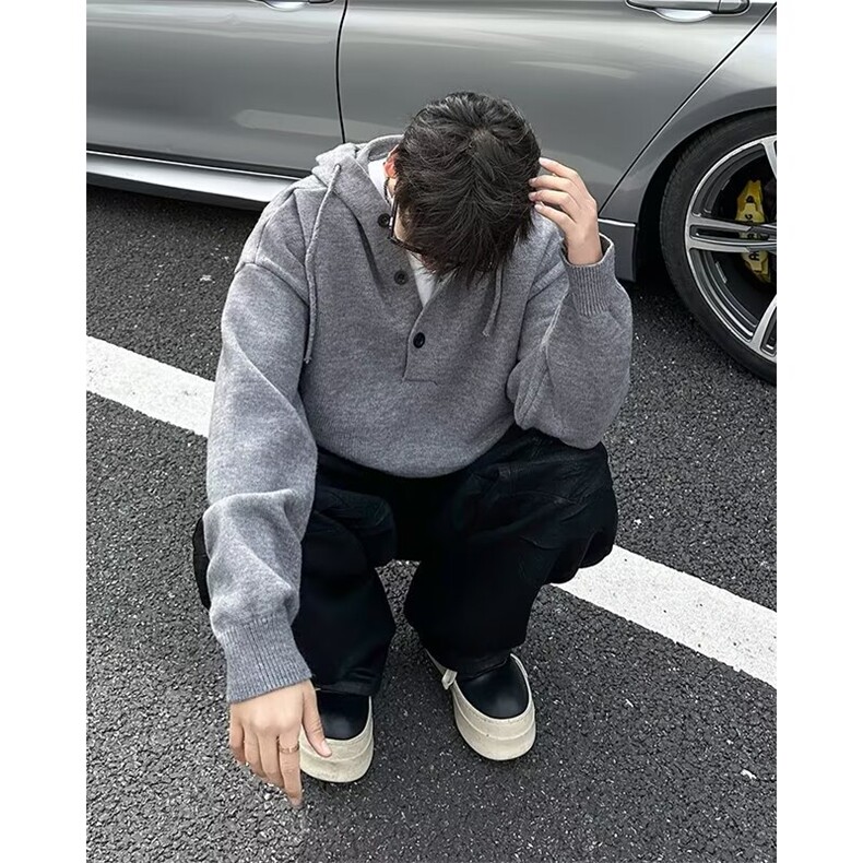 高街纯色连帽针织衫男款冬季美式H2304P68,男装针织衫/毛衣,星座1116-2
