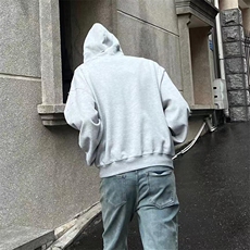网图重磅全棉无帽绳380克拼接连帽卫衣boxy套头外套男AH913-特P40，女装短外套，四季星座610B