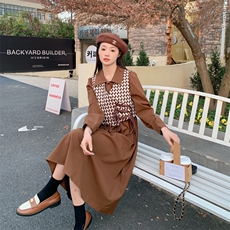 23年新款两件套格子连衣裙，女装连衣裙，菡迪欧娜