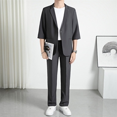 TW051-P952025夏季时尚痞帅轻熟风男士宽松七分袖西服套装两件套，男装西服，星座507A（原星座306B-2）