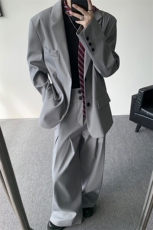 潮流休闲西装外套高级痞帅宽松韩版自带垫肩西服外套可整套搭配，男装西服，电商B319