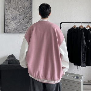 1港风毛呢子休闲宽松潮流棒球服夹克男外套大皂风7423P70控98图片