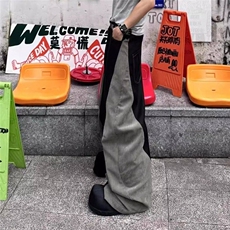 美式设计款拼接拼色弯刀阔腿直筒休闲裤男宽松西裤长裤QL6066-P58，男装休闲裤，星座1008