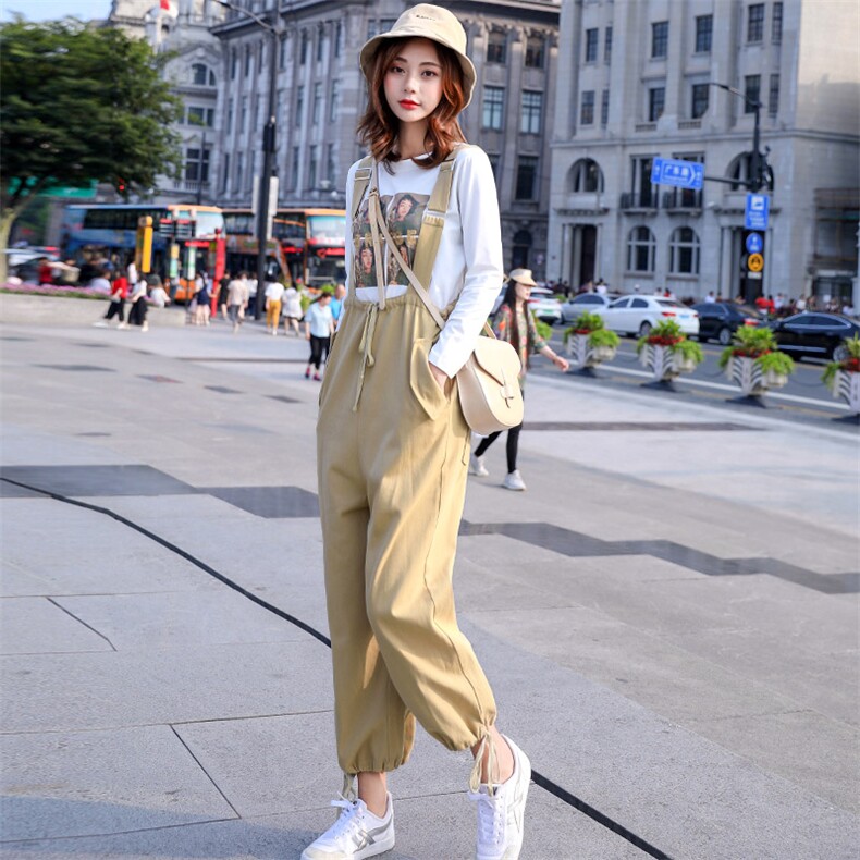 2021春秋款时尚减龄背带裤+印花T恤两件套舒适潮流,女装套装/套裙,秋水欣儿