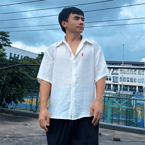 DC02男士短袖棉麻亚麻衬衫透气舒适面料凉爽透气衬衣慵懒风学院风图片