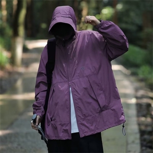 防晒衣男夏季薄山系户外机能连帽冲锋衣外套宽松防晒服F1070-p43图片