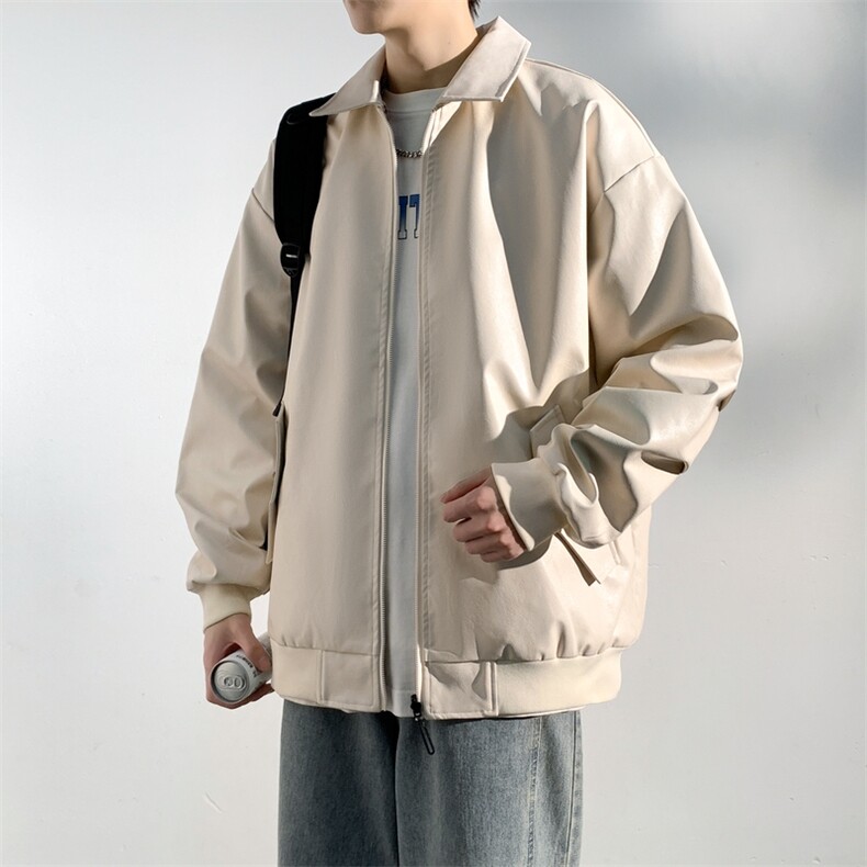 双面穿休闲百搭仿皮衣外套格子机车服高级感夹克A406JK6003P80,男装夹克,星座309（原A406）