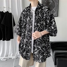 短袖衬衫男港风日系夏季新款休闲潮ins痞帅衬衣A161-2-CT508-P45图片