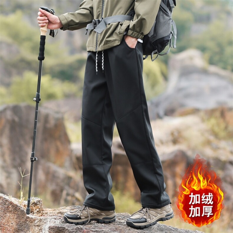 加绒加厚男士石墨烯加厚宽松休闲裤直筒裤冲锋裤K8908-P40图片