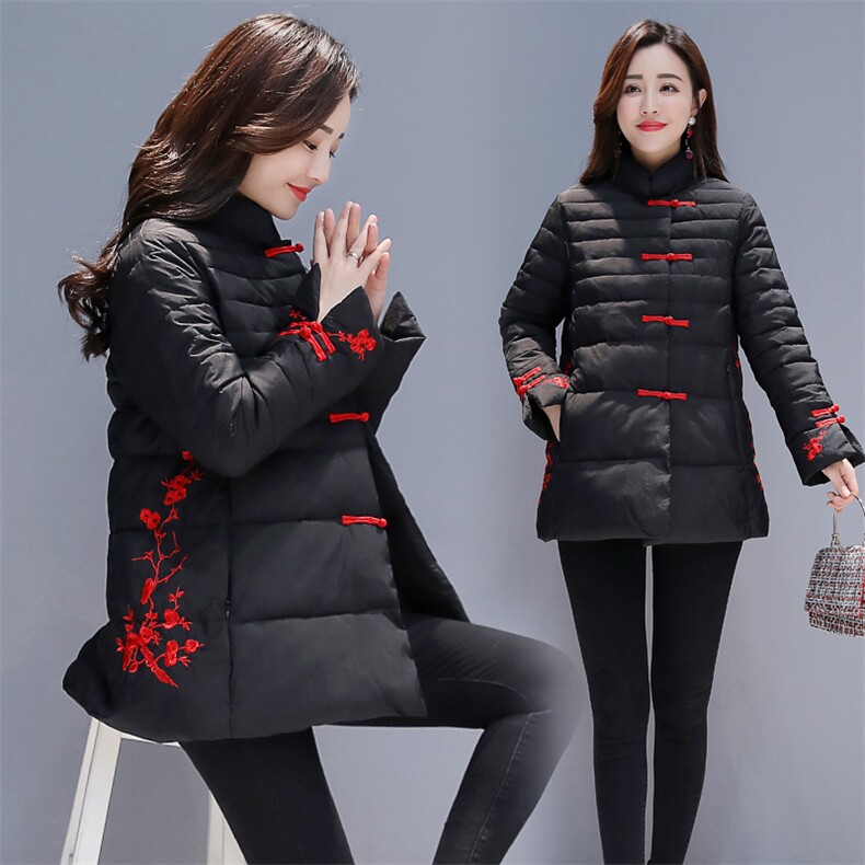 棉衣2020年冬季潮流简约修身显瘦百搭长袖中长款拉链，女装棉衣/棉服，笃写