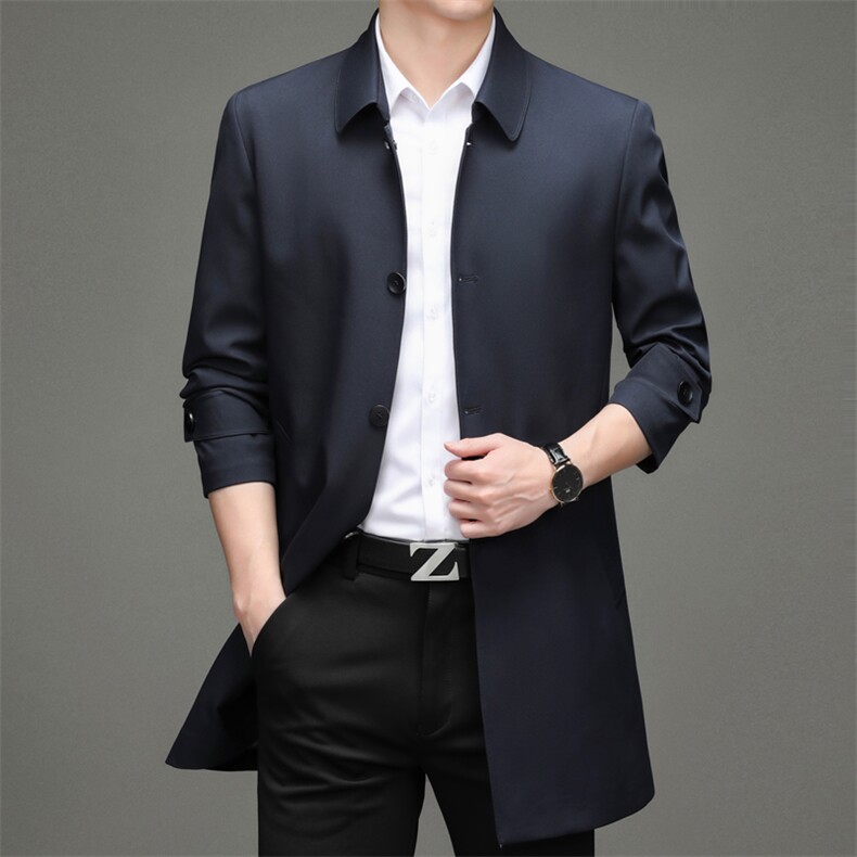 2023冬季新款男士翻领纯色棉服中年男装加厚保暖中长款棉衣服外套图片