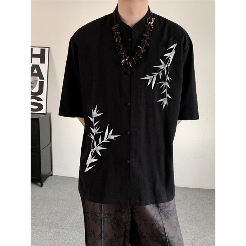 夏装棉麻新中式改良立领短袖衬衫男女风上衣百搭大码半袖衬衣图片