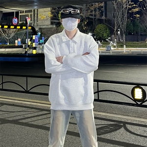 抖音得物高品质二开 25秋冬美式高街结构设计POLO翻领卫衣外套W77图片