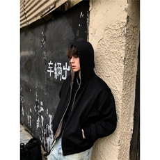网图秋冬双面穿千鸟格拉链连帽开衫情侣卫衣男女外套H1130，女装短外套，电商A341