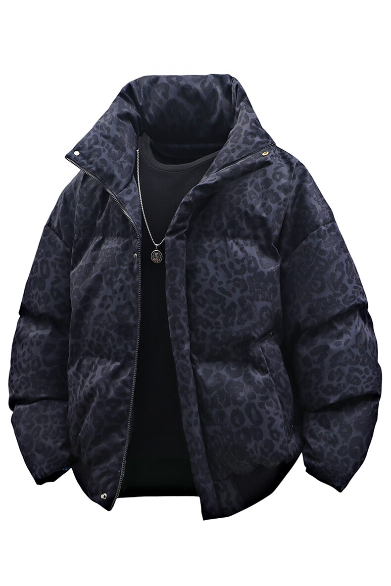 豹纹高街冬装复古立领棉服男女棉衣外套面包服做旧HZ8820-P88,男装棉衣,星座610B-1