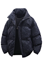 豹纹高街冬装复古立领棉服男女棉衣外套面包服做旧HZ8820-P88，男装棉衣，星座610B-1