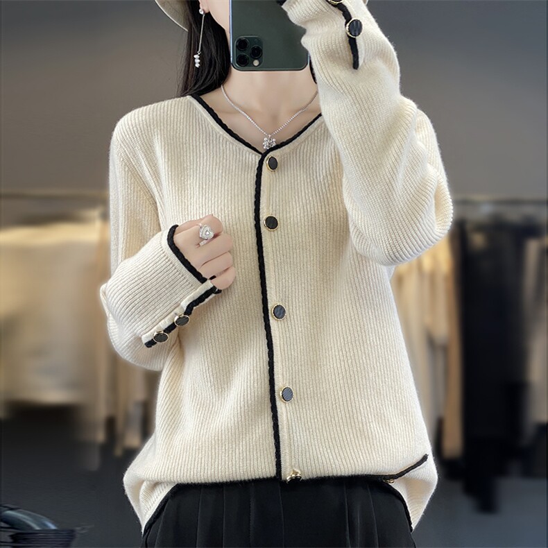 女士秋冬季新款时尚显瘦小香风羊毛开衫,女装羊毛衫,奢优羊绒
