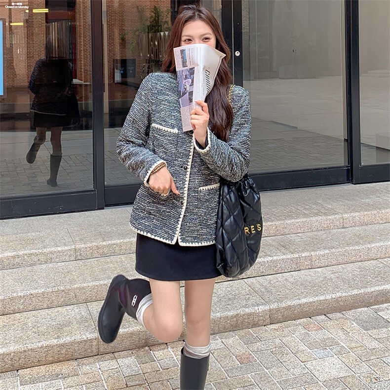 法式气质重工圆领小香风外套女2025春秋季新款显瘦高级感流行上衣,女装短外套,天使之佳话