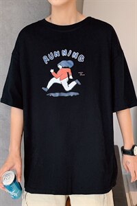 ！2021春夏纯棉男士短袖T恤学生宽松印花半袖体恤T218P20图片
